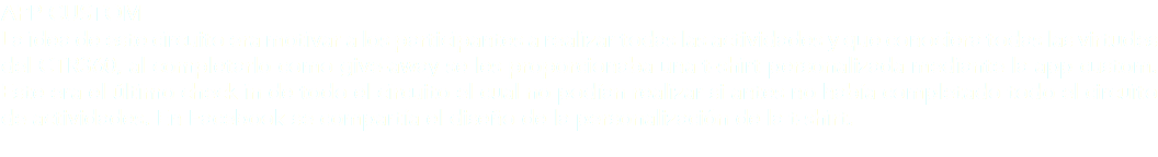 APP CUSTOM
La idea de este circuito era motivar a los participantes a realizar todas las actividades y que conociera todas las virtudes del CTR360, al completarlo como give-away se les proporcionaba una t-shirt personalizada mediante la app custom. Este era el último check in de todo el circuito el cual no podían realizar si antes no había completado todo el circuito de actividades. En Facebook se compartía el diseño de la personalización de la t-shirt.
